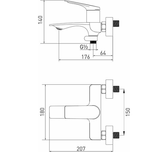 Смеситель для ванны MIXLINE 35k ML41-01 Swan White, белый 553909