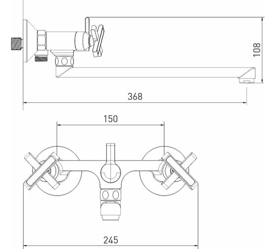 Смеситель для ванны и умывальника MIXLINE 1/2 кер. ML37-02 Cross 553895