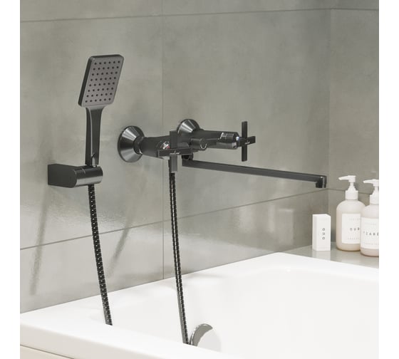 Смеситель для ванны и умывальника MIXLINE 1/2 кер. ML38-02 Graphite, графит 553898