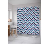 Штора (занавеска) для ванной JoyArty "Трехцветные волны" из сатена, 180х200 см с крючками, sc_29853