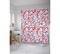 Штора (занавеска) для ванной JoyArty "Цветочная абстракция" из сатена, 180х200 см с крючками, sc_30014
