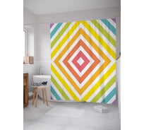 Штора (занавеска) для ванной JoyArty "Абстрактные цветные ромбы" из сатена, 180х200 см с крючками, sc_29660