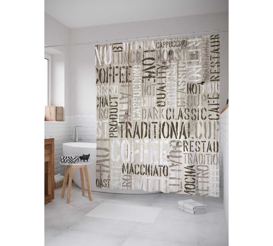 Штора (занавеска) для ванной JoyArty "Обои моей комнаты" из сатена, 180х200 см с крючками, sc_29919 1