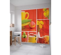Штора (занавеска) для ванной JoyArty "Натюрморт для художника" из сатена, 180х200 см с крючками, sc_29947