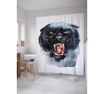 Штора (занавеска) для ванной JoyArty "Рассерженная пантера" из сатена, 180х200 см с крючками, sc_29680