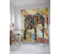 Штора (занавеска) для ванной JoyArty "Слон из мозаики" из сатена, 180х200 см с крючками, sc_29825