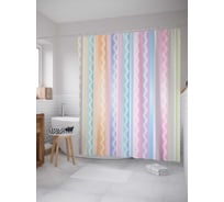 Штора (занавеска) для ванной JoyArty "Пастельные полосы зигзагов" из сатена, 180х200 см с крючками, sc_29865