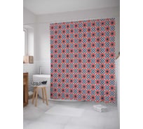 Штора (занавеска) для ванной JoyArty "Чередование фигур" из сатена, 180х200 см с крючками, sc_29839