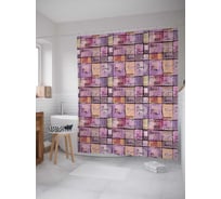 Штора (занавеска) для ванной JoyArty "Винтажное письмо" из сатена, 180х200 см с крючками, sc_29963