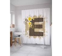 Штора (занавеска) для ванной JoyArty "Цветочная e" из сатена, 180х200 см с крючками, sc_4045e