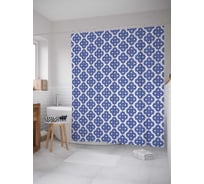 Штора (занавеска) для ванной JoyArty "Морозные молекулы" из сатена, 180х200 см с крючками, sc_29635