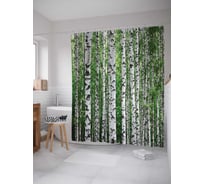 Штора (занавеска) для ванной JoyArty "Березовый лес" из сатена, 180х200 см sc_378788