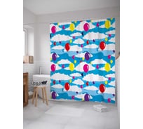 Штора (занавеска) для ванной JoyArty "Шаровая радуга" из сатена, 180х200 см с крючками, sc_31044