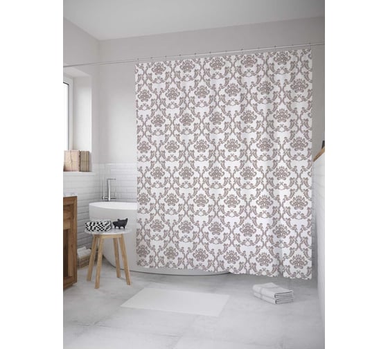 Штора (занавеска) для ванной JoyArty "Дамасский узор" из сатена, 180х200 см с крючками, sc_35256 1