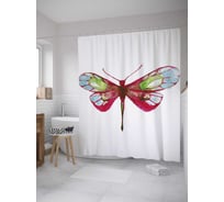 Штора (занавеска) для ванной JoyArty "Разноцветная стрекоза" из сатена, 180х200 см с крючками, sc_35206