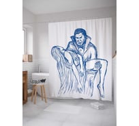 Штора (занавеска) для ванной JoyArty "Женщина вампира" из сатена, 180х200 см с крючками, sc_35699