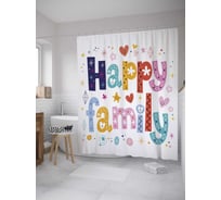 Штора (занавеска) для ванной JoyArty "Счастливая семья" из сатена, 180х200 см с крючками, sc_34558