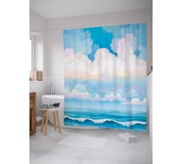 Штора (занавеска) для ванной JoyArty "Воздушные облака" из сатена, 180х200 см с крючками, sc_3004