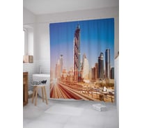 Штора (занавеска) для ванной JoyArty "Утро в Дубае" из сатена, 180х200 см с крючками, sc_32876