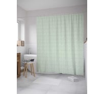 Штора (занавеска) для ванной JoyArty "Геометрические листья" из сатена, 180х200 см с крючками, sc_33400