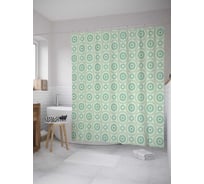 Штора (занавеска) для ванной JoyArty "Мятный горошек" из сатена, 180х200 см с крючками, sc_33388
