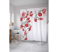 Штора (занавеска) для ванной JoyArty "Аленький цветок" из сатена, 180х200 см с крючками, sc_33469
