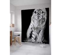 Штора (занавеска) для ванной JoyArty "Игривый тигр" из сатена, 180х200 см с крючками, sc_38660