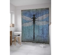 Штора (занавеска) для ванной JoyArty "Стрекоза винтаж" из сатена, 180х200 см с крючками, sc_35188