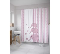 Штора (занавеска) для ванной JoyArty "Пирамида из слонов" из сатена, 180х200 см с крючками, sc_36197