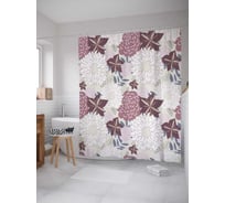 Штора (занавеска) для ванной JoyArty "Кустарные цветы" из сатена, 180х200 см с крючками, sc_31172