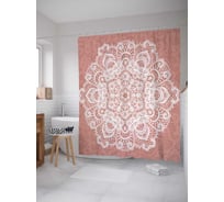Штора (занавеска) для ванной JoyArty "Кружевная мандала" из сатена, 180х200 см с крючками, sc_30250