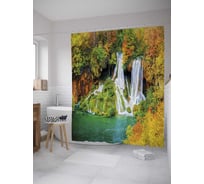 Штора (занавеска) для ванной JoyArty "Многоярусный водопад" из сатена, 180х200 см с крючками, sc_36599