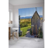 Штора (занавеска) для ванной JoyArty "Сельский туалет" из сатена, 180х200 см с крючками, sc_35215