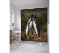 Штора (занавеска) для ванной JoyArty "Парочка пингвинов" из сатена, 180х200 см с крючками, sc_36528