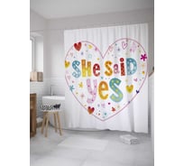 Штора (занавеска) для ванной JoyArty "Она сказала Да" из сатена, 180х200 см с крючками, sc_34536