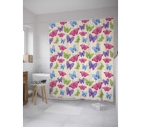 Штора (занавеска) для ванной JoyArty "Цветные бабочки" из сатена, 180х200 см с крючками, sc_32893