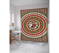 Штора (занавеска) для ванной JoyArty "Рождественский орнамент" из сатена, 180х200 см с крючками, sc_37127