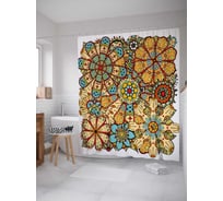 Штора (занавеска) для ванной JoyArty "Цветочный механизм" из сатена, 180х200 см с крючками, sc_31489