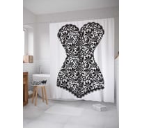 Штора (занавеска) для ванной JoyArty "Цветочный корсет" из сатена, 180х200 см с крючками, sc_3897