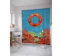 Штора (занавеска) для ванной JoyArty "Летнее заныривание" из сатена, 180х200 см с крючками, sc_30159