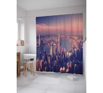 Штора (занавеска) для ванной JoyArty "Городской пейзаж Бостона" из сатена, 180х200 см с крючками, sc_38532