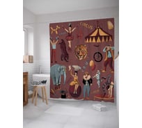 Штора (занавеска) для ванной JoyArty "Цирковые звери" из сатена, 180х200 см с крючками, sc_30911