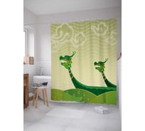 Штора (занавеска) для ванной JoyArty "Драконьи лодки" из сатена, 180х200 см с крючками, sc_36663