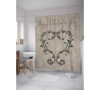 Штора (занавеска) для ванной JoyArty "Узорное сердце" из сатена, 180х200 см с крючками, sc_35252