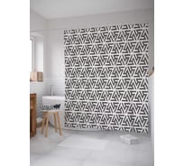 Штора (занавеска) для ванной JoyArty "Звездный цветок" из сатена, 180х200 см с крючками, sc_30666