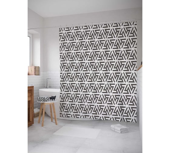 Штора (занавеска) для ванной JoyArty "Звездный цветок" из сатена, 180х200 см с крючками, sc_30666 1