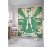 Штора (занавеска) для ванной JoyArty "Гольф клуб" из сатена, 180х200 см с крючками, sc_30406