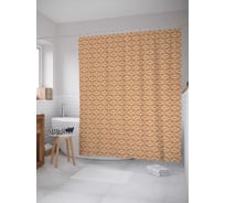 Штора (занавеска) для ванной JoyArty "Волнистый орнамент" из сатена, 180х200 см с крючками, sc_30610