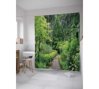 Штора (занавеска) для ванной JoyArty "Мощенная дорога в лесу" из сатена, 180х200 см с крючками, sc_32756