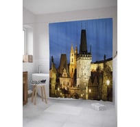 Штора (занавеска) для ванной JoyArty "Карлов мост Малостранская башня" из сатена, 180х200 см с крючками, sc_32804